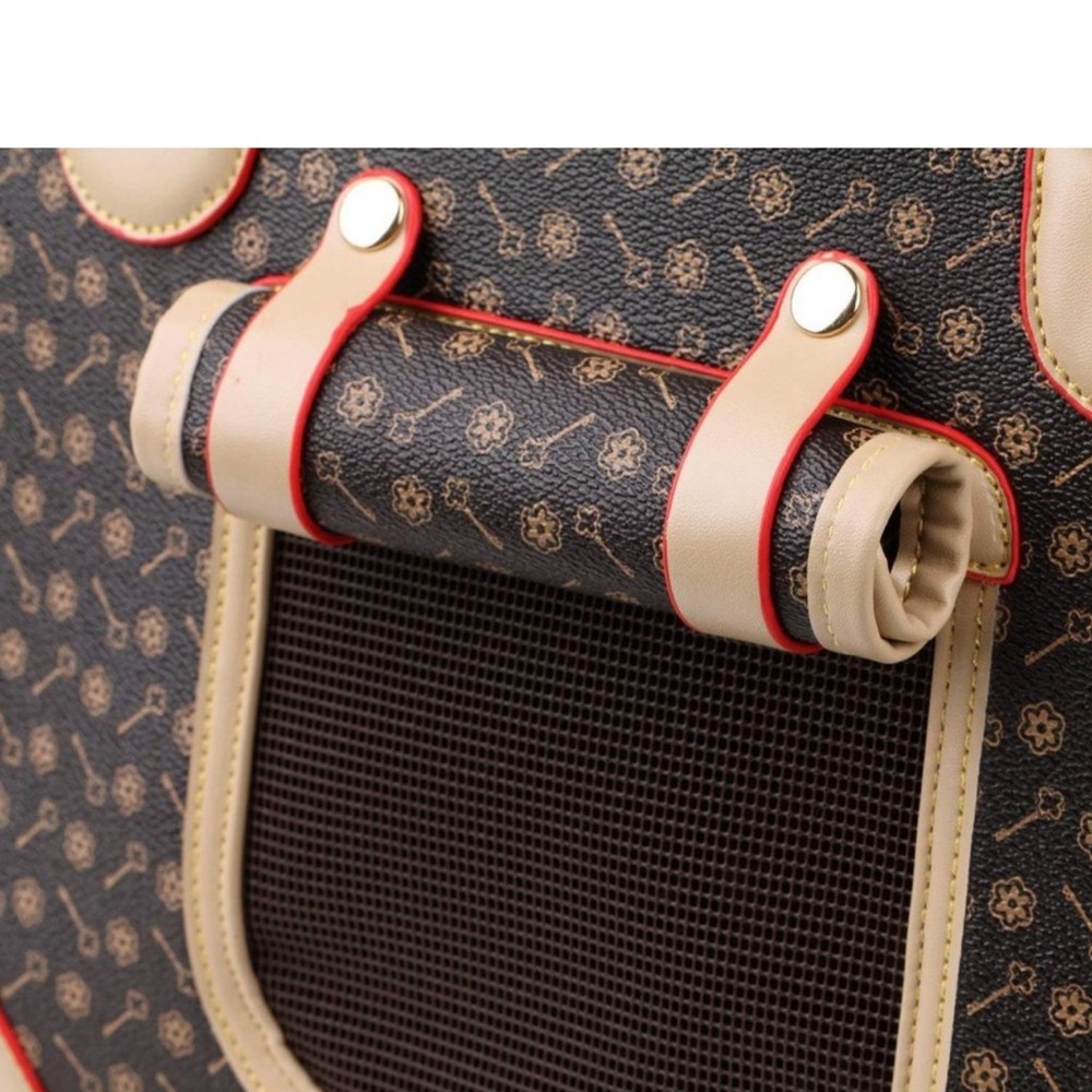 Beige & Brown Stylish Pet Carrier Tote - Picture 6 of 12